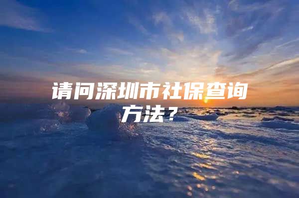 請問深圳市社保查詢方法？