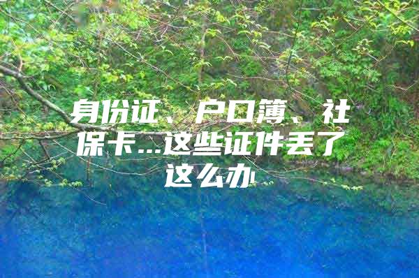 身份證、戶口簿、社?？?..這些證件丟了這么辦