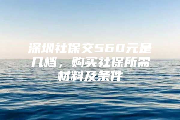 深圳社保交560元是幾檔，購買社保所需材料及條件