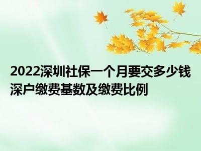 2022深圳社保一個(gè)月要交多少錢深戶繳費(fèi)基數(shù)及繳費(fèi)比例