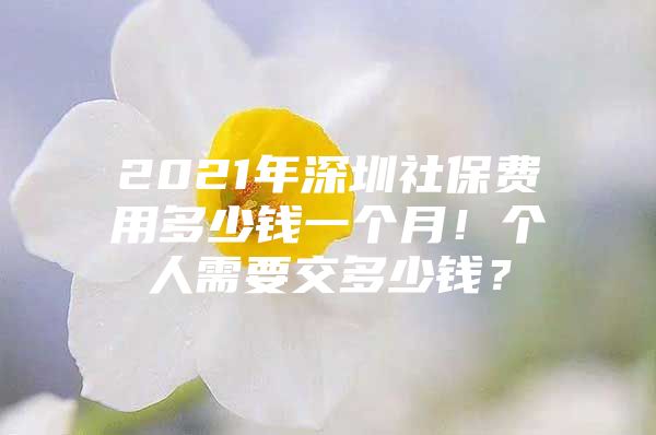 2021年深圳社保費用多少錢一個月！個人需要交多少錢？