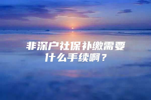 非深戶社保補(bǔ)繳需要什么手續(xù)??？