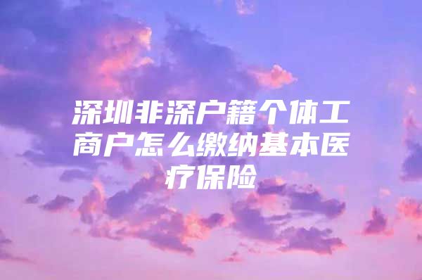 深圳非深戶籍個體工商戶怎么繳納基本醫(yī)療保險