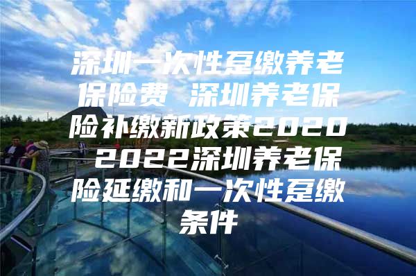 深圳一次性躉繳養(yǎng)老保險費 深圳養(yǎng)老保險補繳新政策2020 2022深圳養(yǎng)老保險延繳和一次性躉繳條件